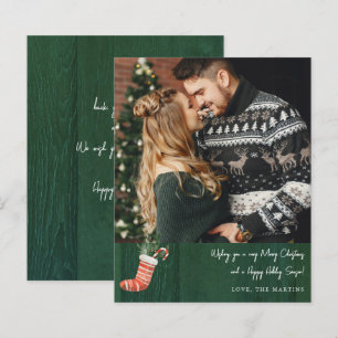 Budget Rustic Green Wood & Christmas Strumpf Hinwe