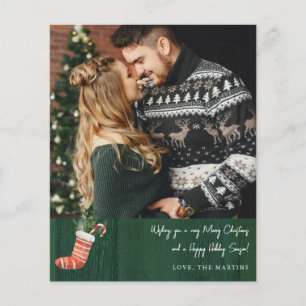 Budget Rustic Green Wood & Christmas Strumpf Hinwe Flyer