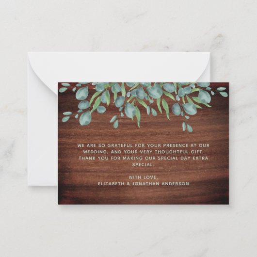 Budget Rustic Greenerity Wedding Vielen Dank Mitteilungskarte (Rückseite)