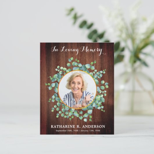 Budget Rustic Greenery Beerdigung Danke Karten (Stehend Vorderseite)