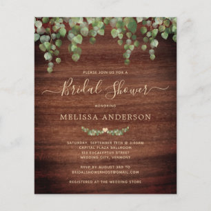 Budget Rustic Greenery Bridal Shower Invitation