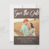 Budget Rustic Holz Getreide Foto Save the Date Kar Einladung (Vorderseite)