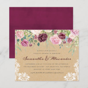 Budget Rustic Kraft Lace Floral Couple Dusche