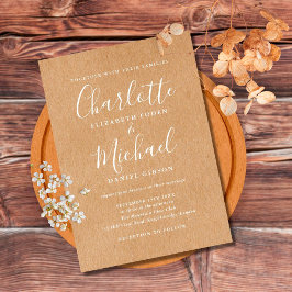 Budget Rustic Kraft Script Einladung