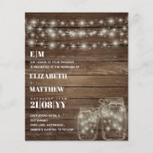 Budget Rustic Lights Mason Jars Wedites Einladunge (Vorderseite)