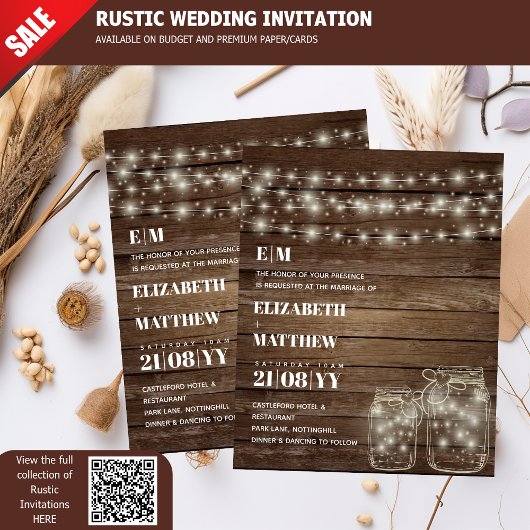 Budget Rustic Lights Mason Jars Wedites Einladunge