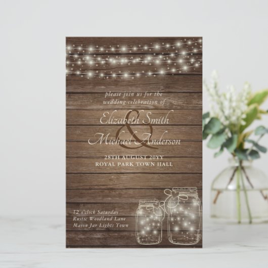Budget Rustic Lights Mason Jars Wood Wedding (Stehend Vorderseite)