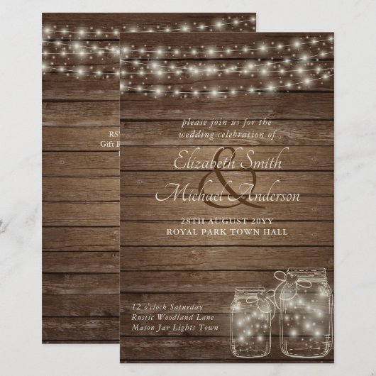 Budget Rustic Lights Mason Jars Wood Wedding (Vorne/Hinten)