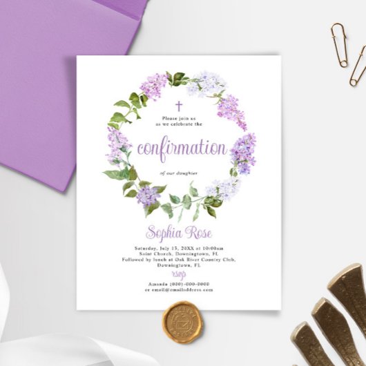 Budget Rustic Lilac Blume Bestätigung Einladung