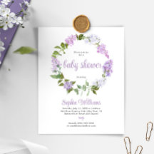 Budget Rustic Lilac Blume Kinderdusche Einladung