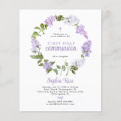 Budget Rustic Lilac Erste Kommune Einladung (Vorderseite)