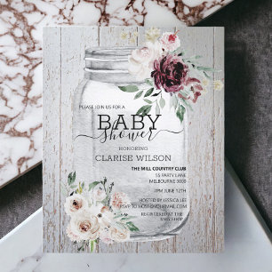 BUDGET Rustic Mason Jar Baby Dusche Einladung