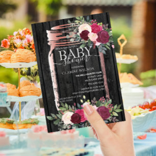 BUDGET Rustic Mason Jar Baby Dusche Einladung