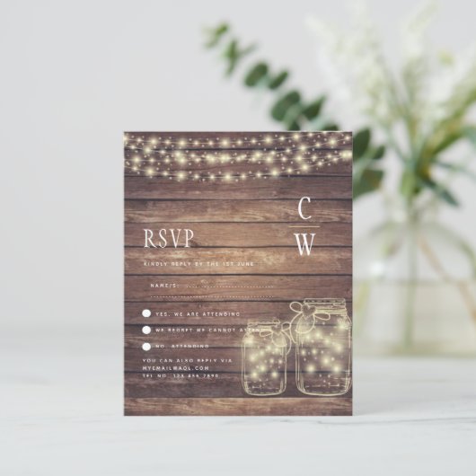 BUDGET Rustic Mason Jar Lights Wood WEDD (Stehend Vorderseite)
