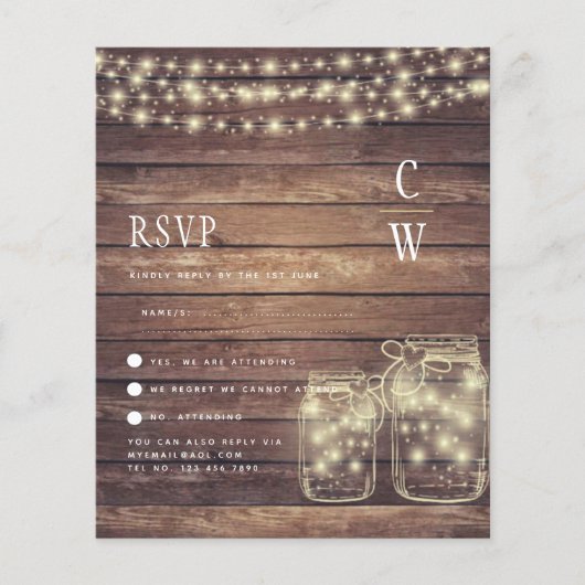 BUDGET Rustic Mason Jar Lights Wood WEDD (Vorderseite)