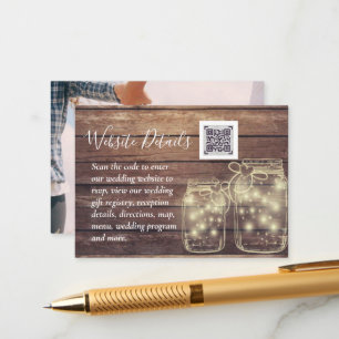 BUDGET Rustic Mason Jar Lights Wood WEDD Begleitkarte