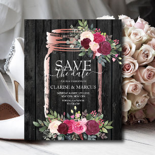 BUDGET Rustic Mason Jar Save the Date Einladung