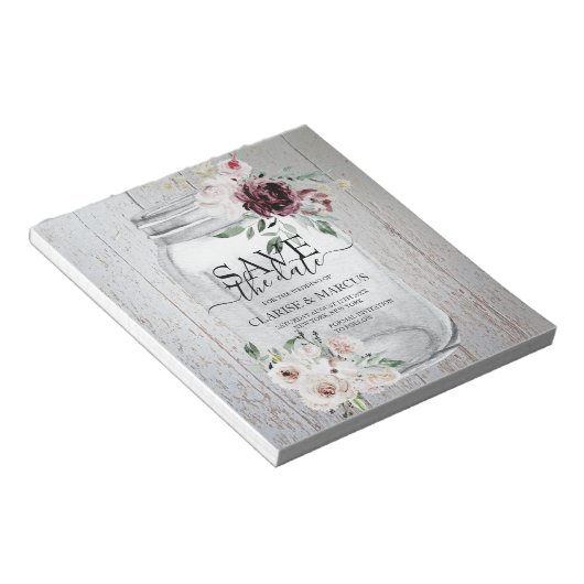 BUDGET Rustic Mason Jar Save the Date Einladung Notizblock (angewinkelt)