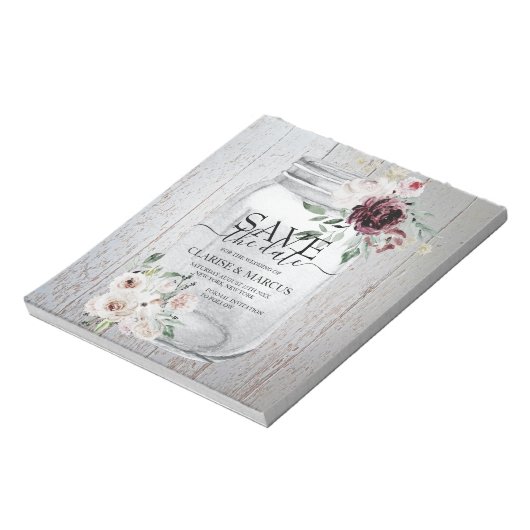 BUDGET Rustic Mason Jar Save the Date Einladung Notizblock (Rotiert)