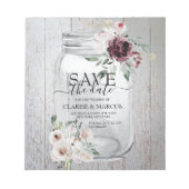 BUDGET Rustic Mason Jar Save the Date Einladung Notizblock (Vorderseite)