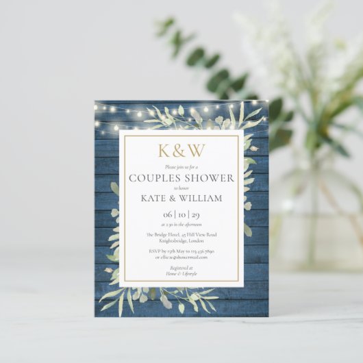 Budget Rustic Monogram Couples Dusche laden (Stehend Vorderseite)