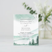 Budget Rustic Mountains Forest Wedding Einladung (Stehend Vorderseite)