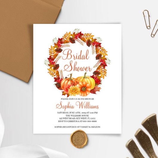 Budget Rustic Pumpkin Bridal Dusche Einladung