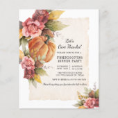 Budget Rustic Pumpkin Friendsgiving Einladung Flyer (Vorne)