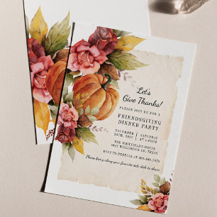 Budget Rustic Pumpkin Friendsgiving Einladung Flyer