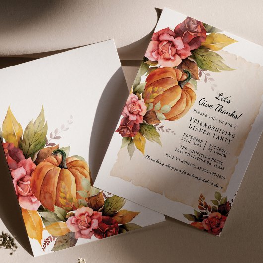 Budget Rustic Pumpkin Friendsgiving Einladung Flyer