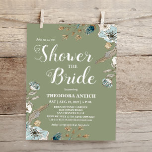 Budget Rustic Sage Green Bridal Dusche Einladung