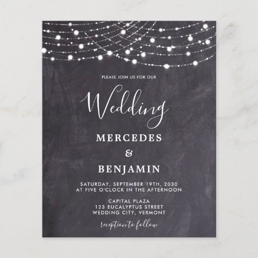Budget Rustic Slate String Lights County Wedding (Vorderseite)