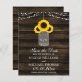Budget Rustic Sonnenblume Mason Jar Save the Date (Vorne/Hinten)