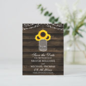 Budget Rustic Sonnenblume Mason Jar Save the Date (Stehend Vorderseite)