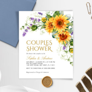 Budget Rustic Sonnenblumen Paare Dusche Einladung