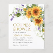 Budget Rustic Sonnenblumen Paare Dusche Einladung (Vorderseite)