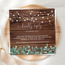 Budget Rustic String Lights QR Code Wedding RSVP