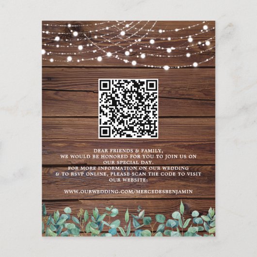Budget Rustic String Lights QR Code Wedite (Rückseite)