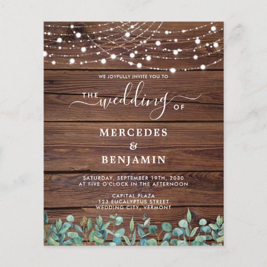 Budget Rustic String Lights QR Code Wedite (Vorderseite)