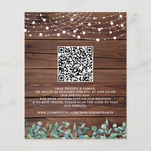Budget Rustic String Lights QR Code Wedite (Rückseite)