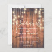 Budget Rustic String Lights Woo Wedding Einladung (Vorderseite)