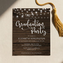 Budget Rustic String Lights Wood Graduation Party