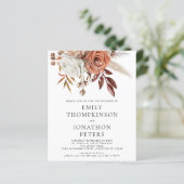 Budget Rustic Terracotta Floral QR Code Hochzeit (Stehend Vorderseite)