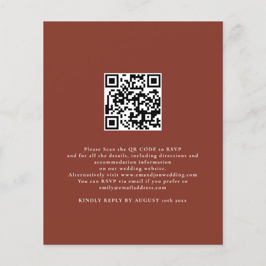 Budget Rustic Terracotta Florals QR Code Wedding (Rückseite)