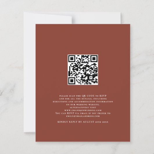 Budget Rustic Terracotta Florals QR Wedite Einladu (Rückseite)