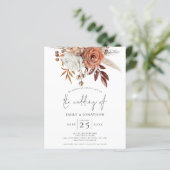 Budget Rustic Terracotta Florals QR Wedite Einladu (Stehend Vorderseite)