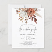 Budget Rustic Terracotta Florals QR Wedite Einladu (Vorderseite)