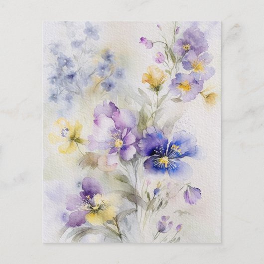 Budget Rustic Watercolor Bridal Dusche Einladung (Rückseite)