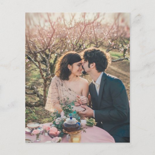 Budget rustic watercolor leaves wedding invitation flyer (Hinten)