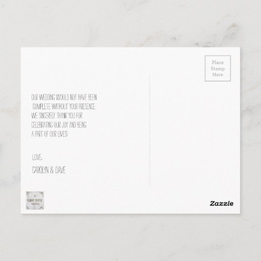 Budget Rustic Wedding danke Karten (Rückseite)